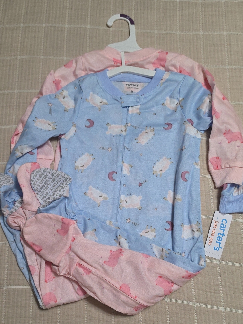 Carter's Blue & Pink Sheep and Whale Footed Pajama Set